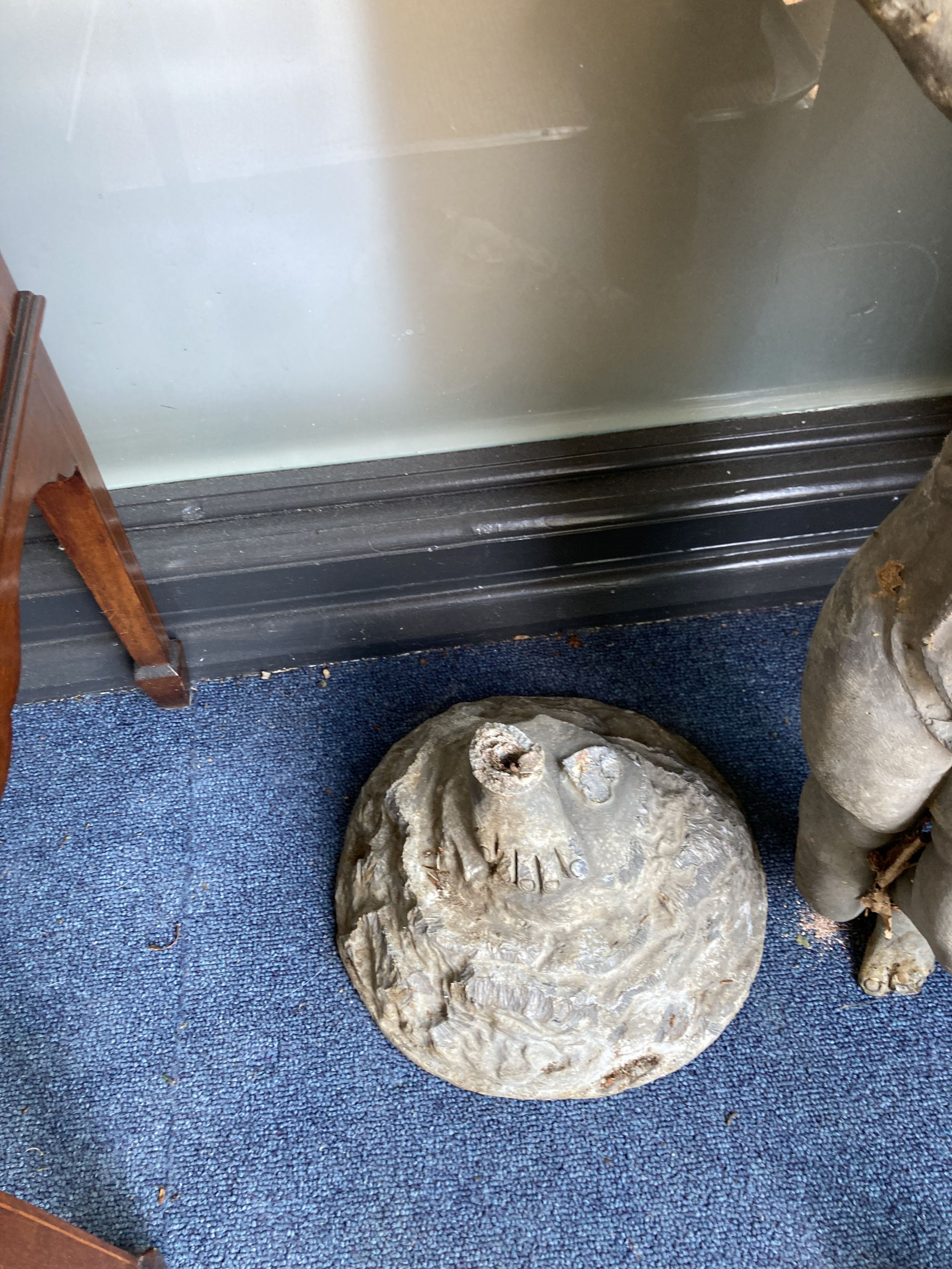 A Victorian lead figural and scallop shell bird bath a.f., height 80cm